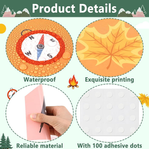 Camping Bulletin Board Set, Welcome to Our Camp Summer Decorations with Adventure DIY Photo Craft Cutouts