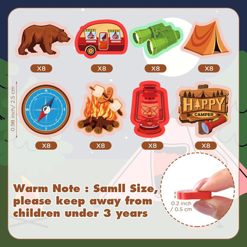 Pasimy Camping Mini Erasers for Kids Bulk, 64 Pcs Happy Camper Rubber Erasers for Classroom Prizes