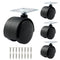 4pcs 1.5 Inch Black Nylon Swivel Caster Wheels, Heavy Duty Replacement for Furniture and Cabinets