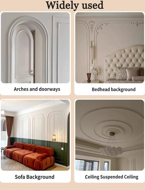 Generic 3D 3.3-32.8ft, 6.5cm/2.6in,3.3ft/1m) Cuttable Arch Shaped Molding Trim, Flexible Softness Modern Door Frame Kit