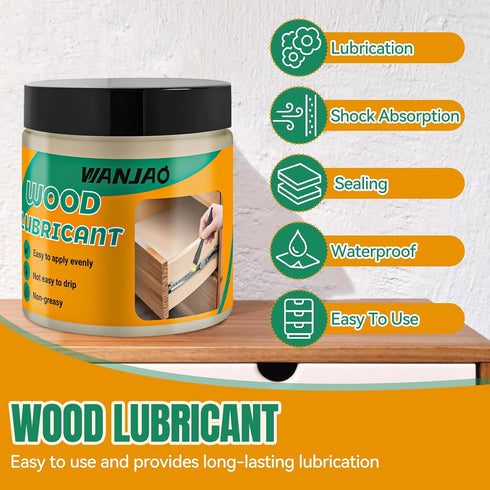 WANJAO 200g Wood Lubricant, Drawer Slide Lubricant Wax Multi-Purpose Wood Lubricating Paste Eliminates Noise Suitable