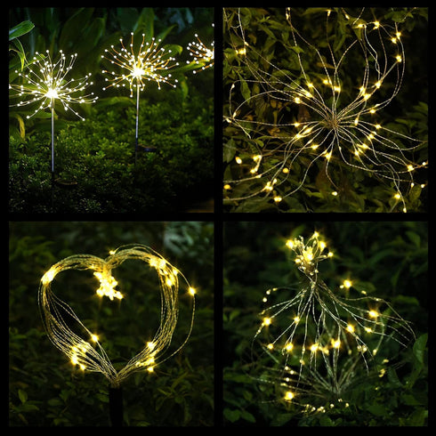 4 480 2 100182987 FOOING Pcs Solar Garden Lights Solar Firework Lights, LED Solar Powered String Light Modes Twinkling