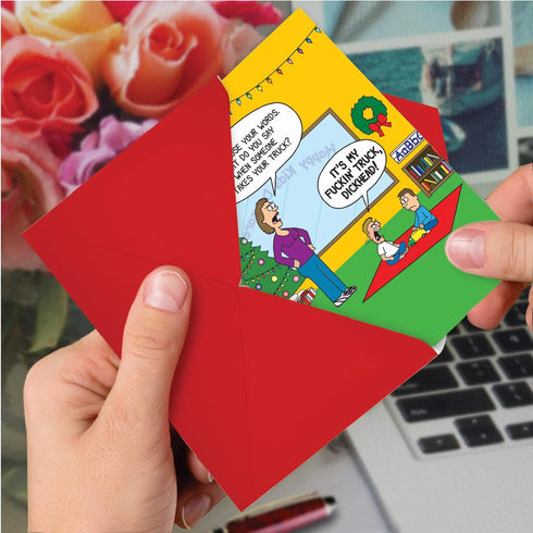 NobleWorks Funny Christmas Card with 5 x 7 Inch Envelope - Merry Christmas Holiday F'in Dickhead 1533