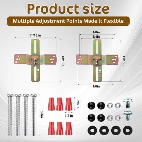 2 Pack 4" Set Light Fixture Mounting Bracket Kit Adjustable Lights Mount Brackets for J-Box, Lamp Crossbar Plates