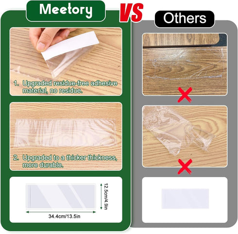 Meetory 36 Pieces Clear Nameplate Pocket, Self-Adhesive Desk Name Tag Covers for Classroom and Office