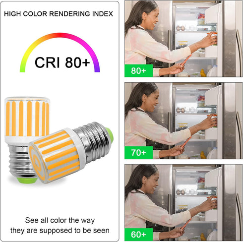 E26 Refrigerator Light Bulb, 7W 60W Equivalent, 800 Lumen 3000K Warm White, Energy Saving LED Light Bulb, AC100-265V