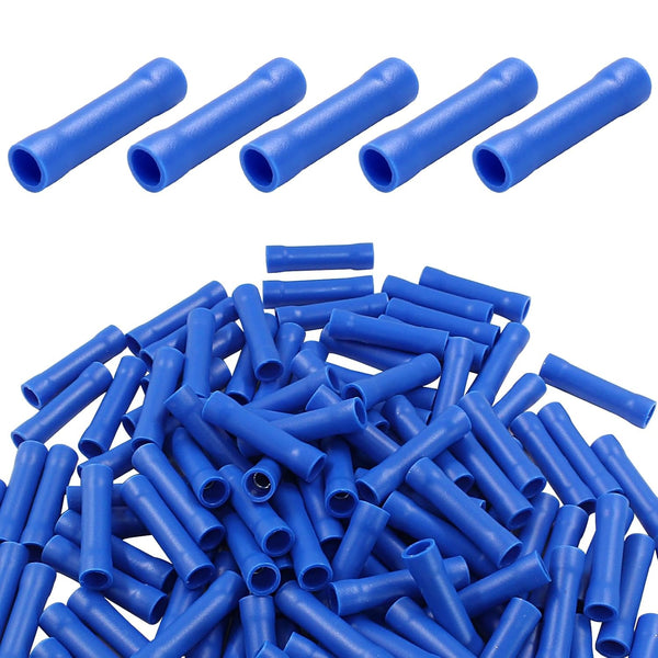 Hordion 120pcs 16-14 AWG Butt Splice Connectors, Blue Crimp Insulated Electrical Wire Terminal Connectors