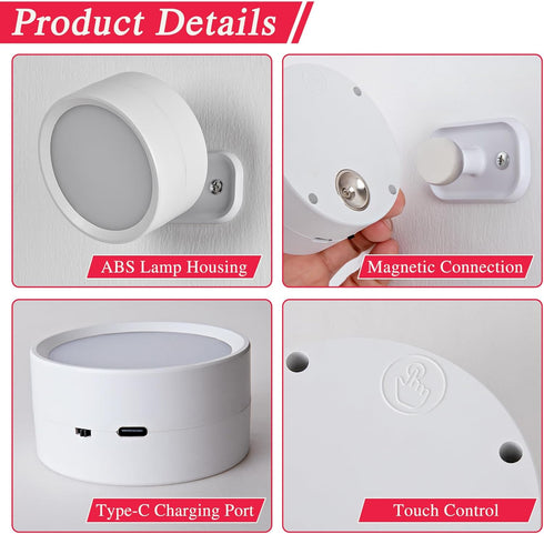 KSNALUX 360 2 Dimmable LED Red Light Therapy Lamp for Sleep Magnetic Rotating USB Rechargeable Night Light with Remote