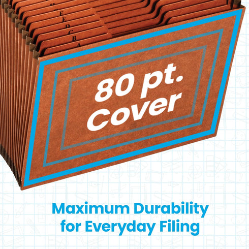 Pendaflex Heavy Duty Expanding File Folder - 21 Pockets with A-Z Tabs, Durable, Letter Size, Brown
