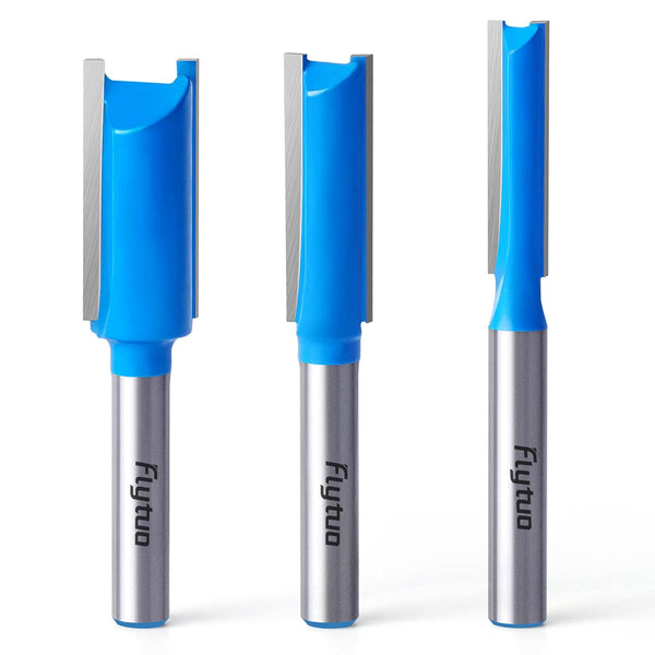 Straight Dado Cut Router Bit 1/4 Shank, 3PCS Double Flute Plywood Straight