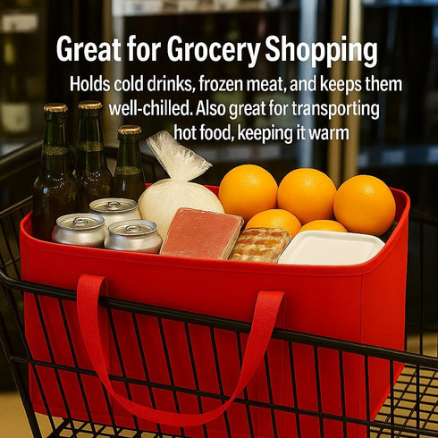 2-Pack musbus XL-Large Insulated Grocery Shopping Bags, Red, Reusable, Heavy Duty, Zipped
