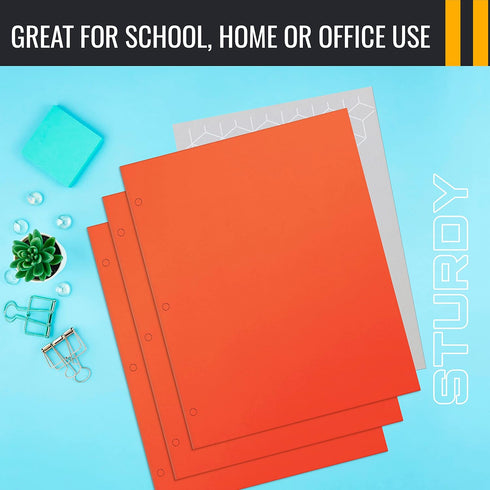 Better Office Products Two Pocket Portfolio Folders, 50-Pack, Orange, Letter Size