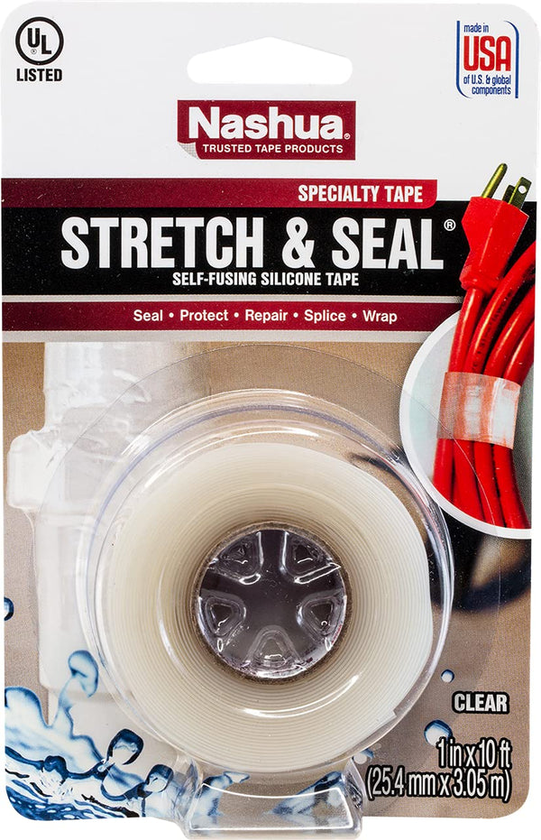 Nashua - 1541204 Stretch & Seal Self-Fusing Silicone Tape, 1 in. x 10 ft. in Clear
