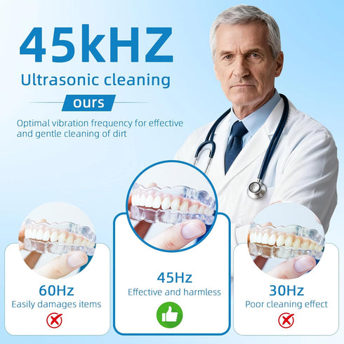 GtuiBugt 45kHz Ultrasonic Cleaner, Ultrasonic Retainer Cleaner Machine with Three Modes, Toothbrush, Jewelry, Rings