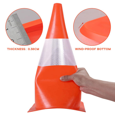 18 Inch 4 Pack Traffic Safety Cones with Reflective Collars,Orange Hazard Caution Cone Road Street Parking Cone