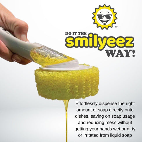 The Original Smiling Handle with Soap Dispensing for Scrub Daddy (Reg. TM) Sponge and Scrub Moji Sponge (Yellow)