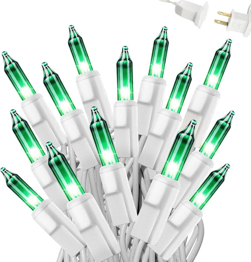 Filltown Green Christmas Lights Outdoor, 25FT 100 Count Incandescent Mini Christmas Lights White