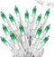 Filltown Green Christmas Lights Outdoor, 25FT 100 Count Incandescent Mini Christmas Lights White