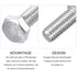 Hex Bolts (M6-1x16mm) 50Pcs, 304 Stainless Steel Coarse Fully Threaded Hex Head Screw Bolts for Furniture Repair