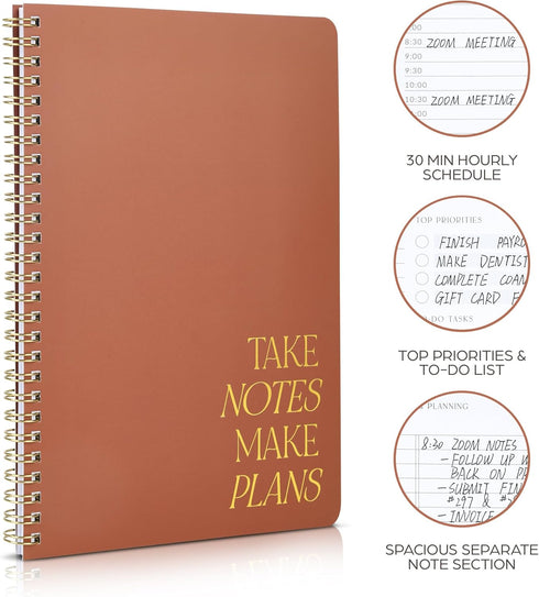ZICOTO Simplified Daily Planner and Notebook, Aesthetic Spiral To-Do List Notepad for Organizing Work Tasks and