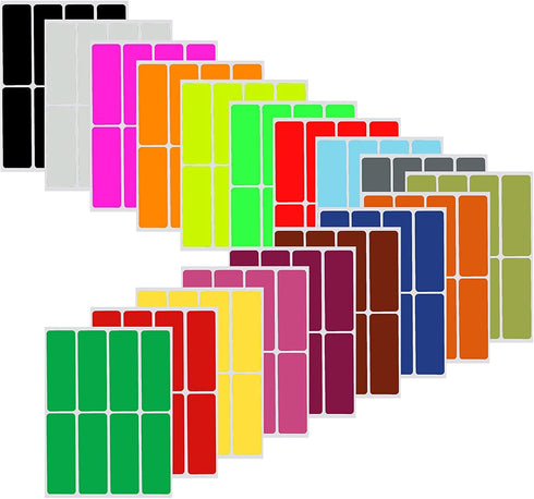 Royal Green Rectangular Coding Stickers, 18 Color Write on Labels, 1" x 3", 144-Pack for Organizing