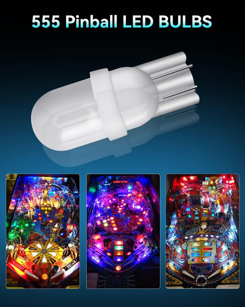 Keiurot T10 555 Bulb, 194 DC AC 6V 6.3V for Pinball, Warm White Nonpolarity, Pack of 10