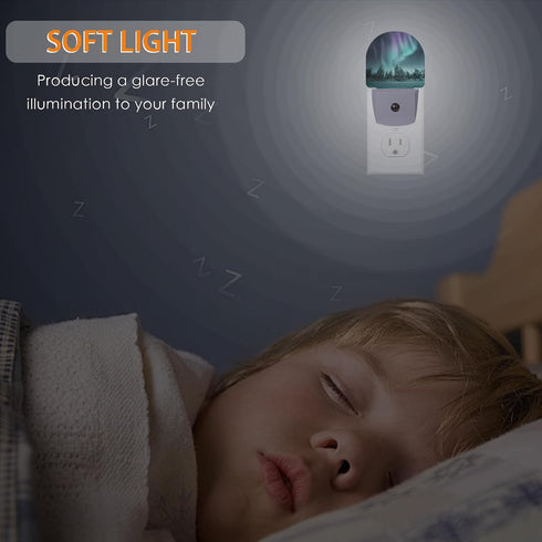 Gearsly Aurora Forest Night Light - LED Wall Sconce for Bedroom, Bathroom, Hallway, Plug in Decorative Lighting, Gift