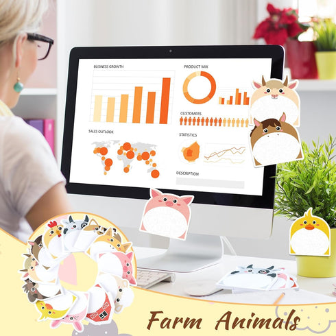 Yinder 24 Pads Cute Cartoon Sticky Notes, Kawaii Fun Notepads for Office Home Kids Students Roommates