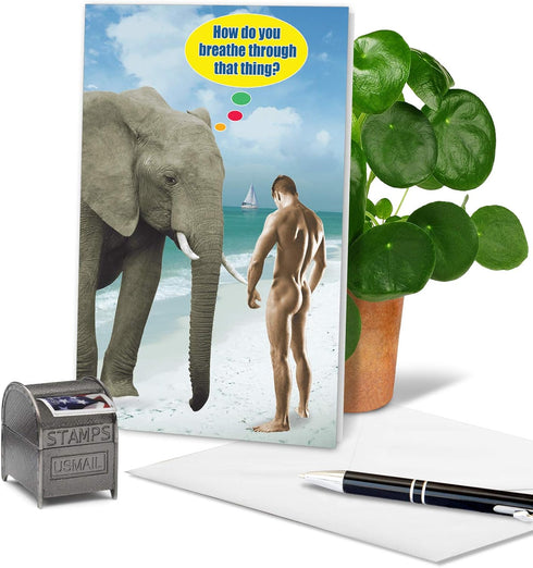 NobleWorks -1 Funny Birthday Card for Men - Inappropriate Humor, Hilarious Birthdays, Breathe Through that Thing 9982