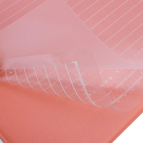Multi-Purpose PU Leather Mouse Mat - Non-Skid Gaming Mouse Pad with Pen Loop and Transparent Sheet for Notes (Pink)