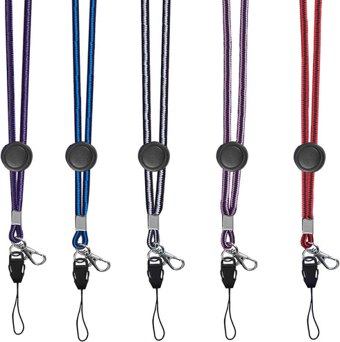 YOUOWO Adjustable Lanyard with Clip for ID Badge Holder, Pack of 5 Neck Lanyards for Kids, Women, Men, Cell Phones