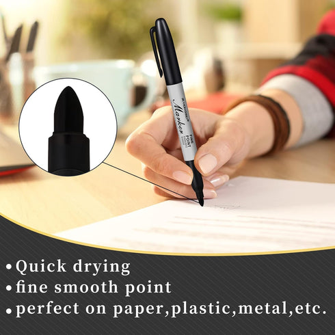 Yahenda 150 Pack Permanent Markers - Fine Point Marker Pens for Wood, Metal, Stone, Glass, Waterproof Quick Drying for