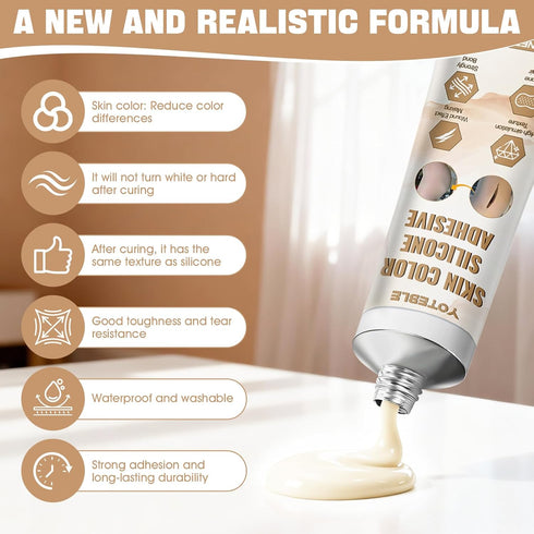 YOTEBLE Seamless, 30ml Silicone Glue, Skin Color High-Flexibility Instant Silicone Adhesive Glue, Waterproof Soft