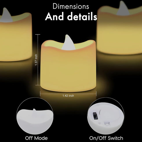 SR ESSENTIALS 12Pcs Flickering Flameless Tea Lights Candles Battery Operated, Fake Electric LED Tea Lights for Ramadan