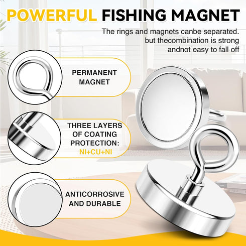 2 Inches 350 Lbs (50mm) DIYMAG Magnet Strong Magnets Fishing Nail Removal Tool Pickup Super Heavy Duty Security Large