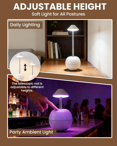 Dimmable Small Touch Lamp with Remote, Tumbler Design Cordless Table Lamp, USB Rechargeable Bedside Night Light