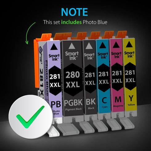 Smart Ink Compatible Ink Cartridge Replacement for Canon PGI-280XXL CLI-281XXL, 6 Combo Pack for Pixma TS9120 TS8320
