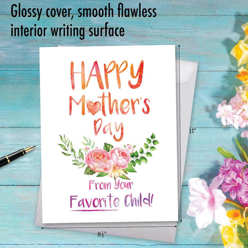 NobleWorks Big Mother's Day Card with Envelope, 8.5 x 11 Inch, Flowers, Loving Appreciation for Mom