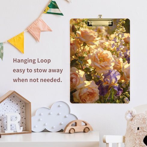 Yuiboo 9 12 Warm Tone Rose & Sunflower Bouquet Paper Clip Board Hard Board for Coaches Medical Classroom Size x