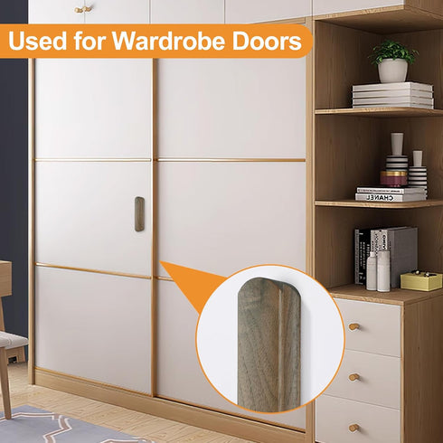 2pcs MOROBOR Self-Adhesive Furniture Pulls, Walnut Wood No-Drill Cabinet Knobs Instantly Mounted Thicken Door Handles