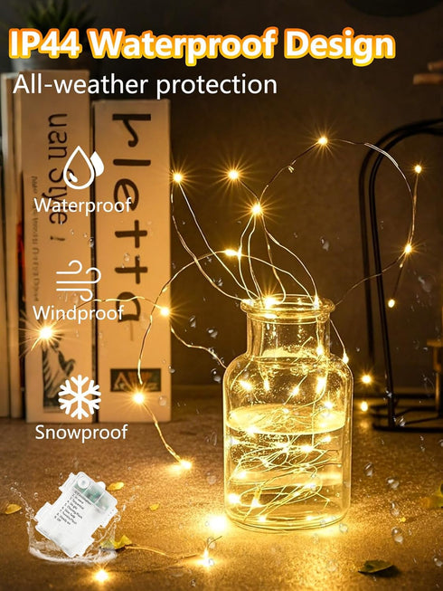 4 Pack 100 33FT 8 LED Fairy Lights Battery Operated with Remote, Waterproof Twinkle Lights with Timer & Modes, Fairy