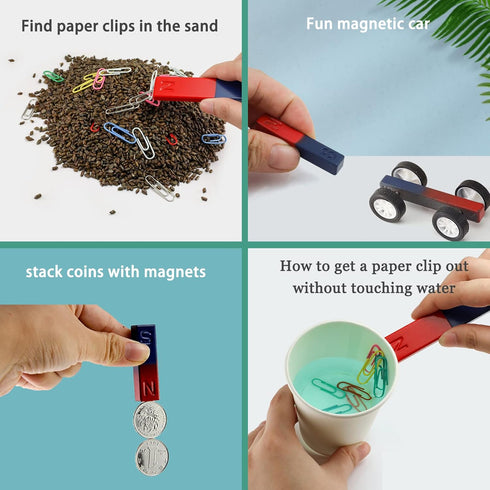 Science Magnet for Kids, Small Bar Magnet with North South Identified for Physics Education (2Pcs)