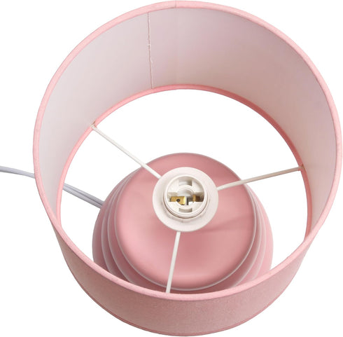 LT1168-RPK 12.68" Simple Designs Chic Glow Mini Stacked Ceramic Table Lamp, Monochromatic Fabric Shade, Small Accent