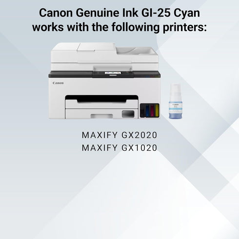 Canon GI-25 GX2020, GX1020 Genuine Cyan Ink Bottle, Compatible with Megatank and Printers