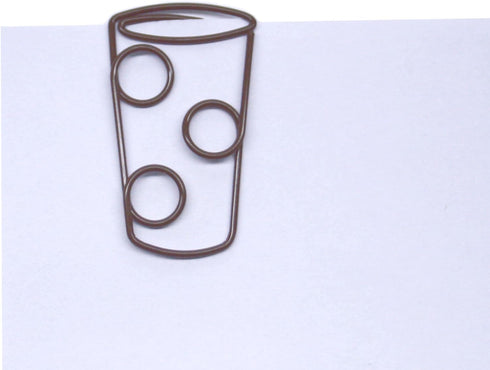Soda or Iced Tea Cup Shaped Paper Clips, 100 Count Brown, Great for Collectors or Office Gift
