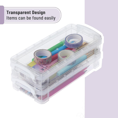 6 Pack, Mr. Pen- Clear Pencil Boxes, Snap-Tight Lid, Crayon Box, Plastic