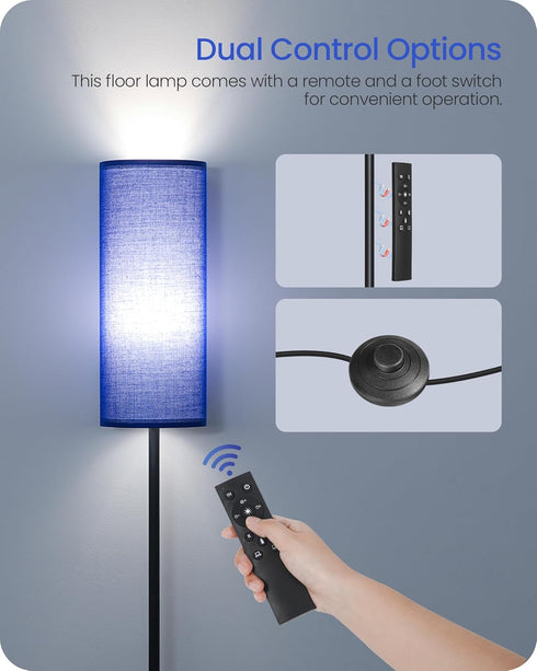 Dimmable 64.4" 10W 900LM Bulb 3000K-6500K, U06LD05W1 Blue Floor Lamp for Living Room with Remote and Foot Switch