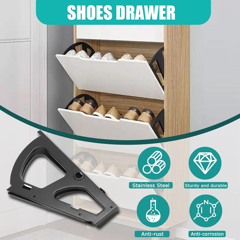 1 1 Litoexpe Layers Black Shoes Drawer Cabinet Hinges, Stainless Steel Shoe Cabinet Replacement Fittings Flip Plate
