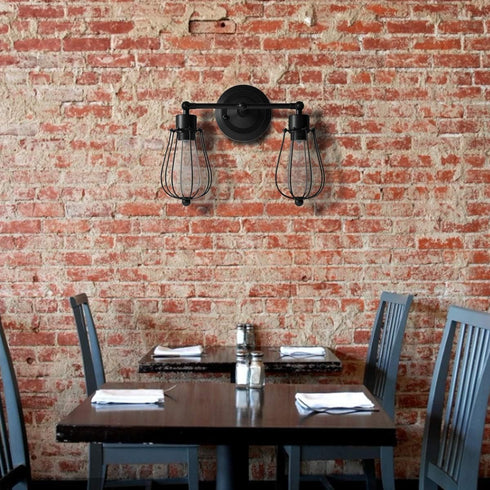 Bulb (2-Light) Tangkula Wall Sconce Wall Light Fixture Black Metal Industrial Vintage Rustic Retro Style Indoor Outdoor