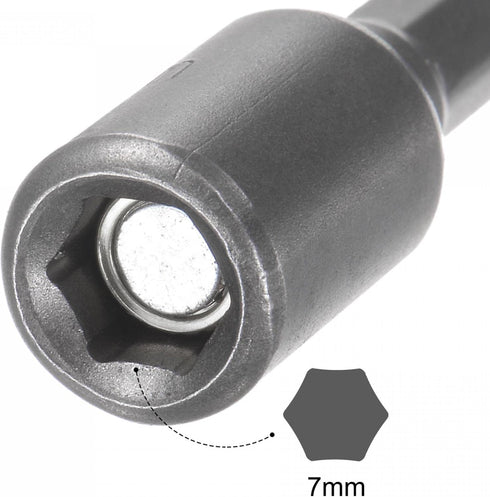 uxcell Quick-Change Nut Driver Bit, 1/4" Hex Shank 7mm Magnetic Nut Setter Drill Bits, 1.89" Length
